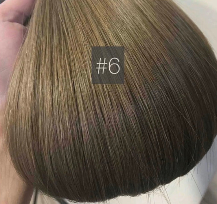 SHE shade #6 Chestnut Brown hair — close-up