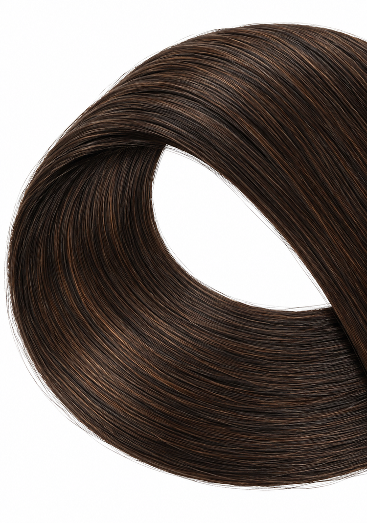 Illustrative shade #3 Brown hair sample