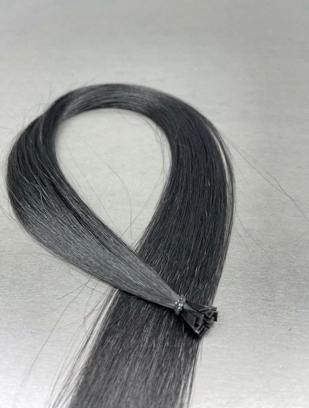SHE shade #1 Midnight Black K-Tip extensions — detail 1