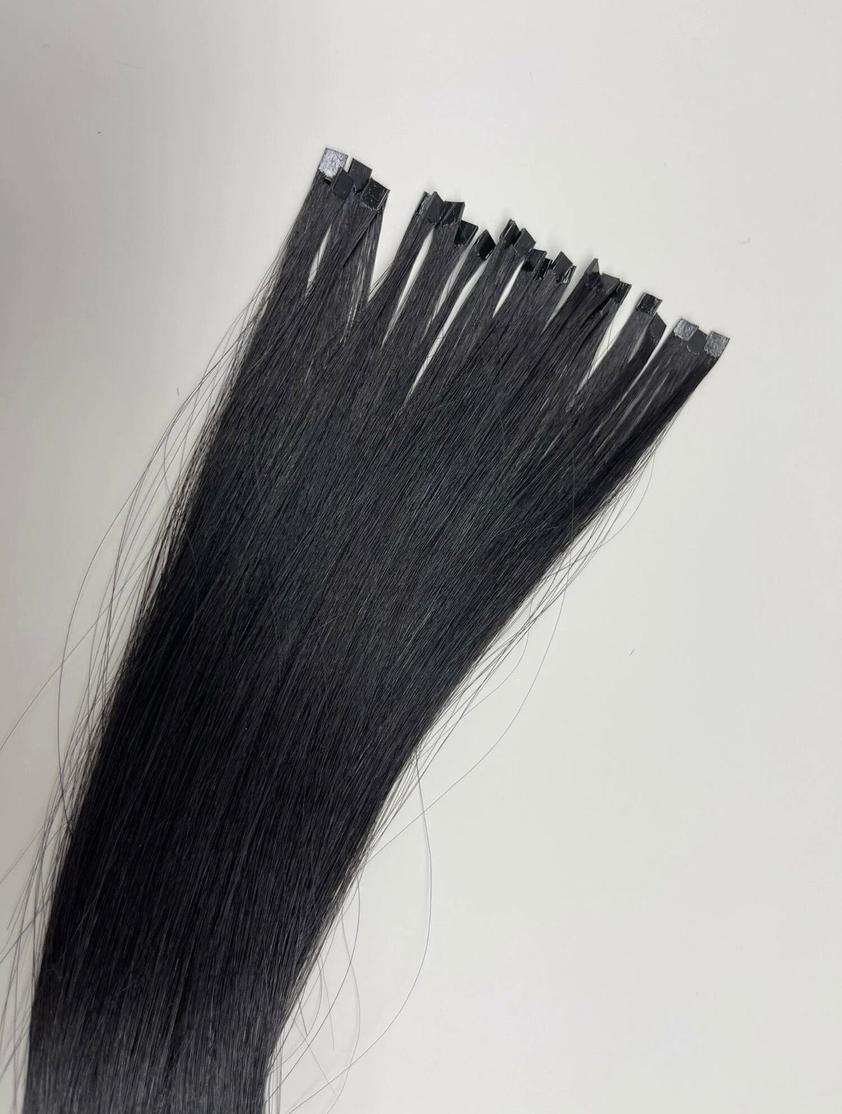 SHE shade #1 Midnight Black K-Tip extensions — detail 3