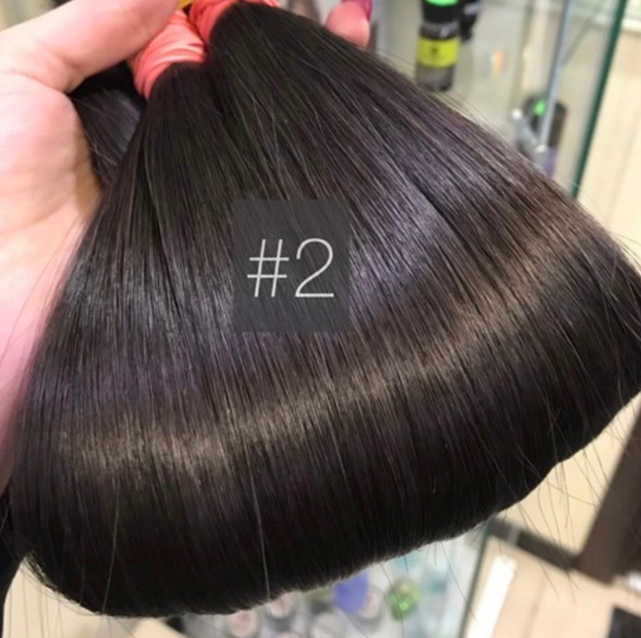 SHE shade #2 Espresso Brown hair — close-up