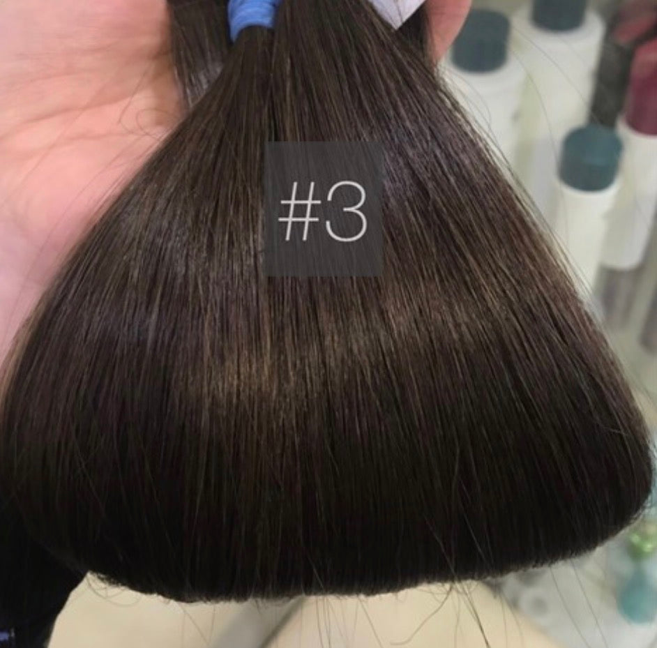SHE shade #3 Dark Chocolate hair — close-up