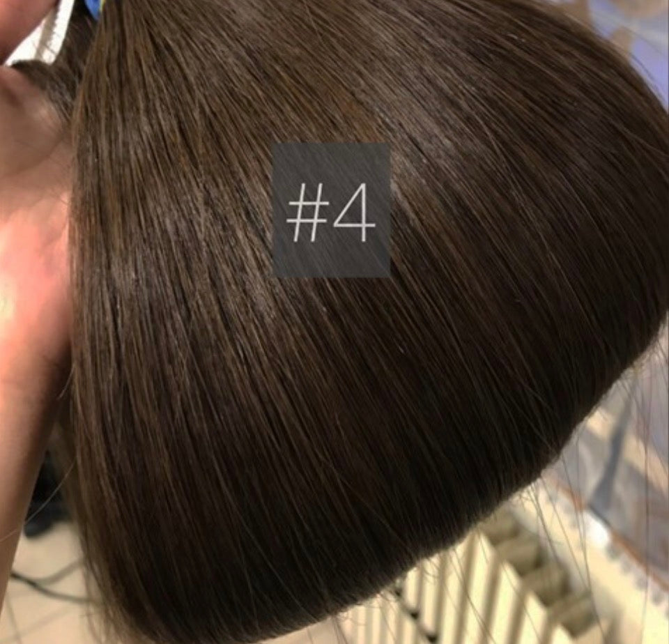 SHE shade #4 Rich Chocolate hair — close-up