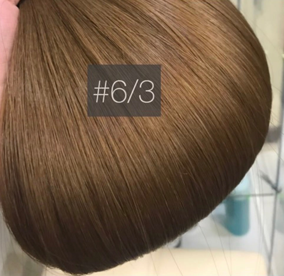 SHE shade #6.3 Golden Brown hair — close-up